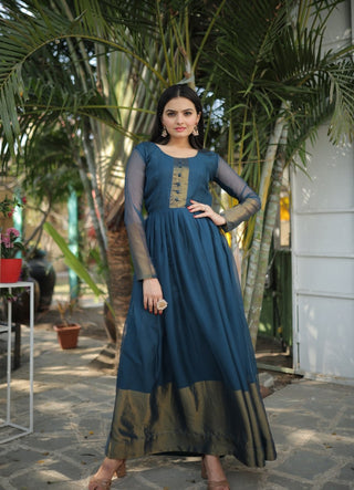 chiffon-gown-with-golden-zari-patta-work-rama-1