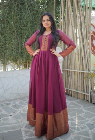 chiffon-gown-with-golden-zari-patta-work-wine-1