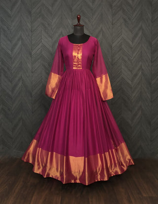 chiffon-gown-with-golden-zari-patta-work-wine-3