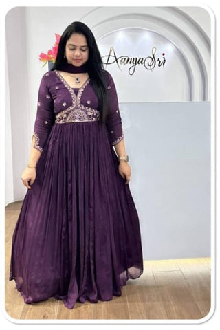 chinnion-silk-georgette-anarkali-long-gown-dupatta-with-yolk-embroidery-purple
