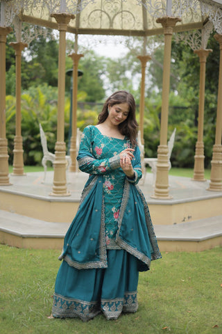 chinnon-printed-kurti-plazzo-dupatta-set-with-sequins-thread-embroidery-work-color-blue-2