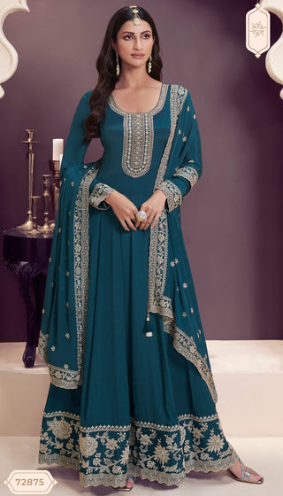 chinon-gown-pant-dupatta-set-with-embroidery-work-color-nile-blue-1