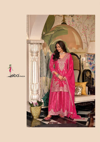 chinon-kurti-palazzo-dupatta-set-with-digital-print-embroidery-work-magenta-2