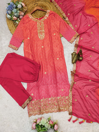 chinon-kurti-pant-dupatta-set-with-bandhni-print-sequence-coding-work-color-orange-2