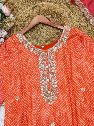 chinon-kurti-pant-dupatta-set-with-bandhni-print-sequence-coding-work-color-orange-4