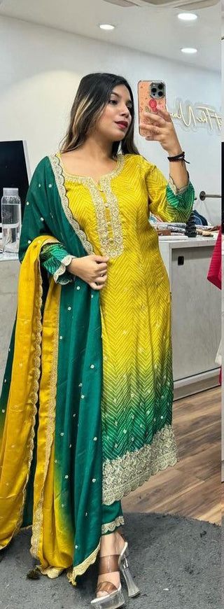 chinon-kurti-pant-dupatta-set-with-bandhni-print-sequence-coding-work-color-yellow-1