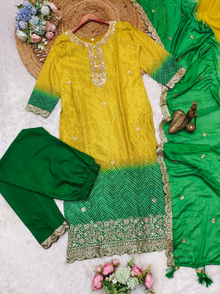 chinon-kurti-pant-dupatta-set-with-bandhni-print-sequence-coding-work-color-yellow-2