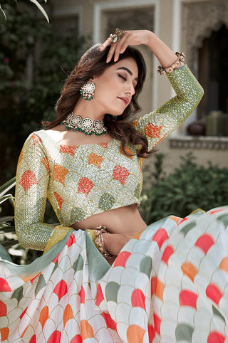 chinon-lehenga-blouse-dupatta-with-printed-sequins-work-white-green-2