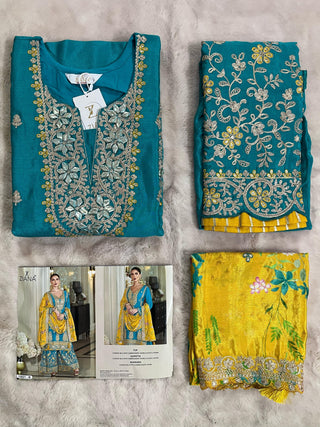 chinon-silk-kurti-sharara-dupatta-set-with-embroidery-khatli-work-color-cyan-3