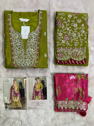 chinon-silk-kurti-sharara-dupatta-set-with-embroidery-khatli-work-color-green-3