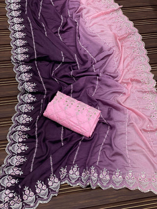 chinon-silk-saree-sequence-embroidery-work-color-pink