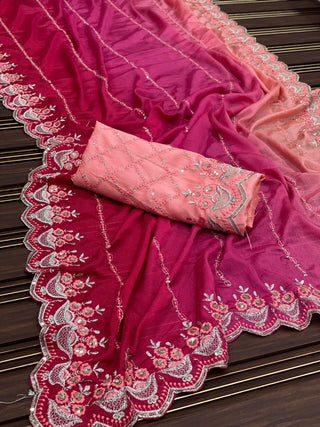 chinon-silk-saree-sequence-embroidery-work-color-wine