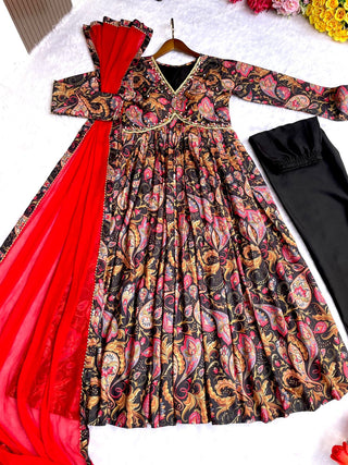 cotton-aliya-cut-gown-pant-dupatta-with-digital-print-hand-made-glass-mirror-work-color-black-2