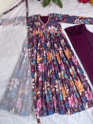 cotton-aliya-cut-gown-pant-dupatta-with-digital-print-hand-made-glass-mirror-work-color-maroon-2