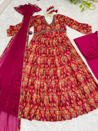 cotton-muslin-aliya-cut-gown-pant-dupatta-with-digital-print-hand-made-glass-mirror-work-color-red-1