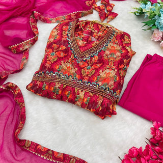 cotton-muslin-aliya-cut-gown-pant-dupatta-with-digital-print-hand-made-glass-mirror-work-color-red-4