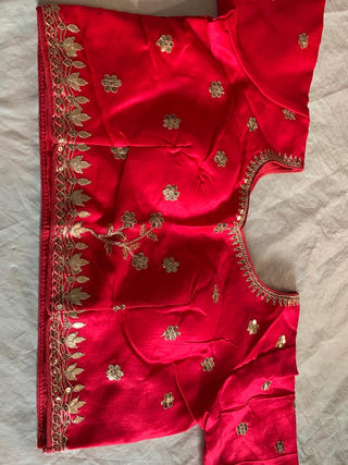 Pink Color stitched Blouse With Butta Work on blouse And gotta Lace Border Work