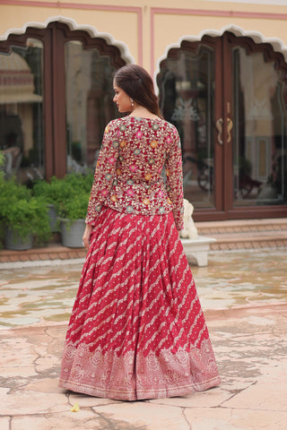 dyeable-pure-viscose-jacquard-faux-georgette-lehenga-choli-set-thread-sequence-embroidery-work-red-8