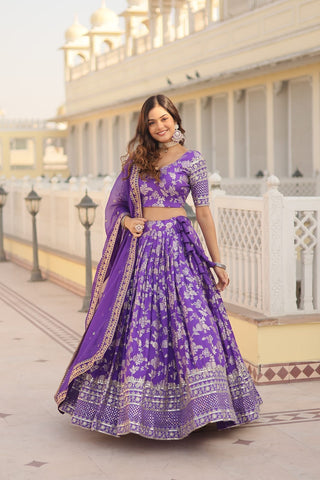 Media 4 of 26     dyeable-pure-viscose-jacquard-lehenga-choli-dupatta-with-embroidery-sequence-work-color-purple-4