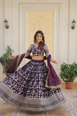 dyeable-pure-viscose-jacquard-lehenga-choli-dupatta-with-embroidery-sequence-work-color-wine-2