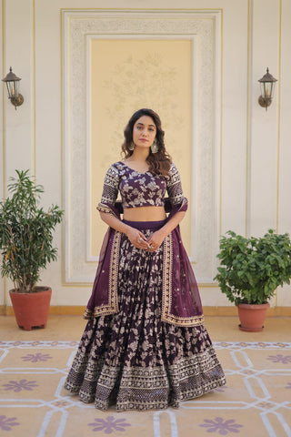 dyeable-pure-viscose-jacquard-lehenga-choli-dupatta-with-embroidery-sequence-work-color-wine-4