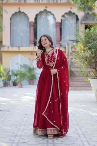 faux-blooming-georgette-gown-dupatta-with-rich-sequins-embroidered-work-color-maroon-1