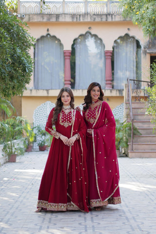 Ship From India! Faux Blooming Georgette Long Gown & Dupatta With Rich Sequins Embroidered Work, Listing ID: PRE9870056915226