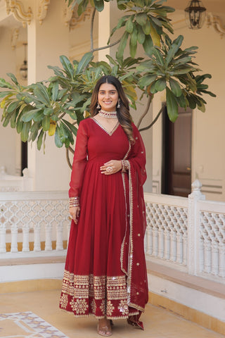 faux-blooming-gown-dupatta-suit-sequins-embroidery-work-color-maroon-3
