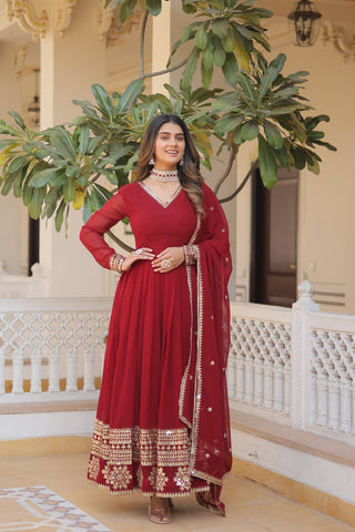 faux-blooming-gown-dupatta-suit-sequins-embroidery-work-color-maroon-5
