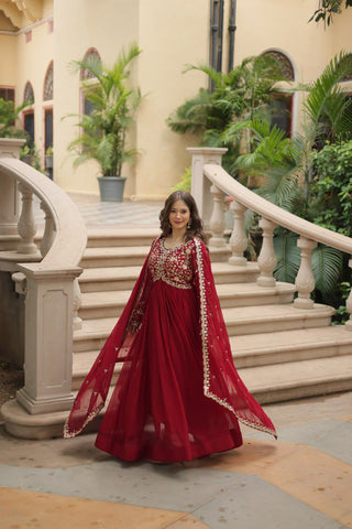 faux-blooming-gown-dupatta-suit-with-sequins-multi-zari-embroidered-work-color-maroon-1