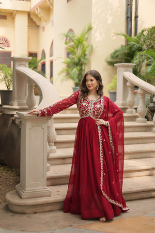faux-blooming-gown-dupatta-suit-with-sequins-multi-zari-embroidered-work-color-maroon-2