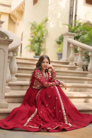 faux-blooming-gown-dupatta-suit-with-sequins-multi-zari-embroidered-work-color-maroon-3