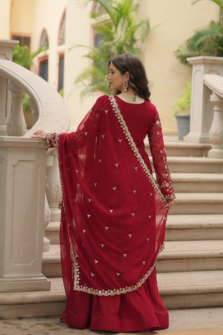 faux-blooming-gown-dupatta-suit-with-sequins-multi-zari-embroidered-work-color-maroon-4