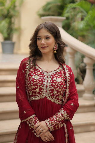 faux-blooming-gown-dupatta-suit-with-sequins-multi-zari-embroidered-work-color-maroon-5