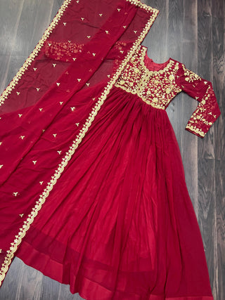 faux-blooming-gown-dupatta-suit-with-sequins-multi-zari-embroidered-work-color-maroon-6