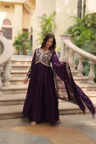 faux-blooming-gown-dupatta-suit-with-sequins-multi-zari-embroidered-work-color-wine-3