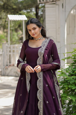 faux-blooming-gown-with-dupatta-embroidery-work-wine-3