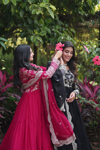 faux-blooming-gown-with-viscose-dyable-jacquard-dupatta-embroidery-sequence-work-4