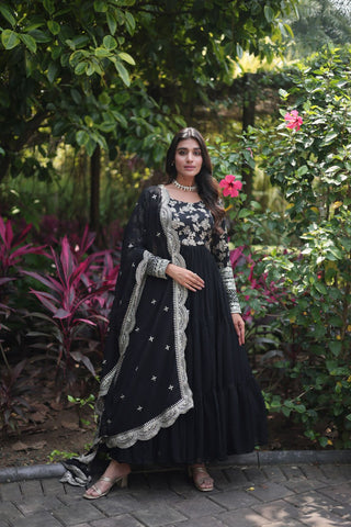 faux-blooming-gown-with-viscose-dyable-jacquard-dupatta-embroidery-sequence-work-color-black-4
