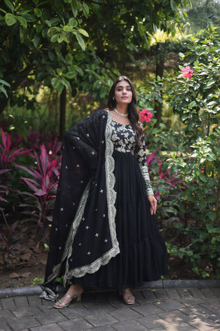faux-blooming-gown-with-viscose-dyable-jacquard-dupatta-embroidery-sequence-work-color-black-6
