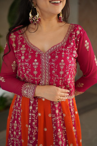 faux-blooming-long-gown-dupatta-set-with-zari-sequence-embroidery-work-color-rani-5