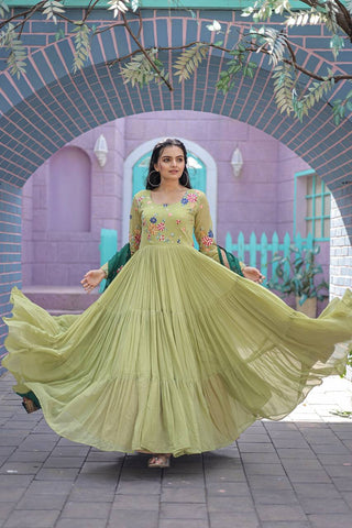 2-3 Days Delivery! Dresses For Women Party Wear Gown Kurtis Suit Georgette with Sequins Embroidery Thread Work, Listing ID: 8970615226650
