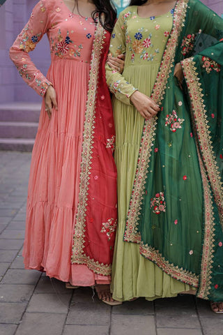 faux-georgette-gown-with-silk-dupatta-embroidery-thread-work