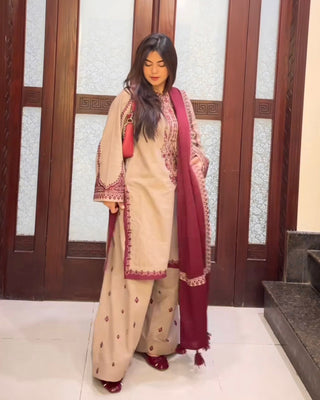 faux-georgette-kurti-farshi-pant-dupatta-set-with-embroidery-sequence-work-color-desert-sand-2