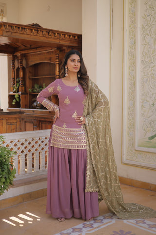 faux-georgette-kurti-plazzo-dupatta-set-with-sequins-thread-embroidery-work-color-pink-3