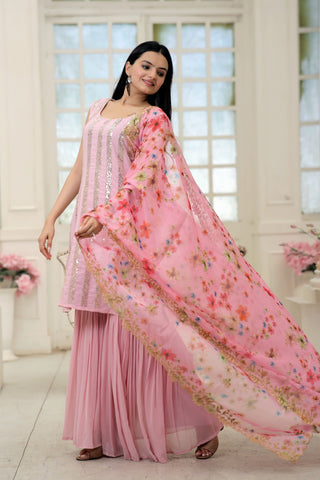 faux-georgette-kurti-sharara-dupatta-set-with-line-sequins-embroidery-work-color-pink-2