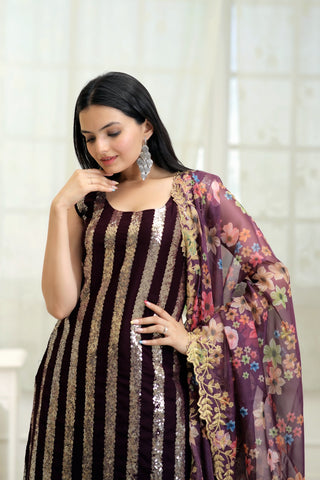 faux-georgette-kurti-sharara-dupatta-set-with-line-sequins-embroidery-work-color-wine-4