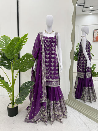 faux-georgette-kurti-sharara-dupatta-set-with-thread-9mm-sequence-work-color-purple-5