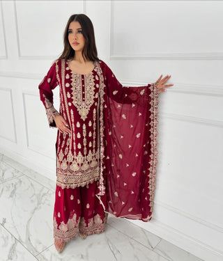 faux-georgette-kurti-sharara-dupatta-set-with-thread-sequence-work-color-red-1