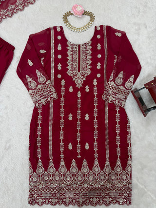 faux-georgette-kurti-sharara-dupatta-set-with-thread-sequence-work-color-red-13